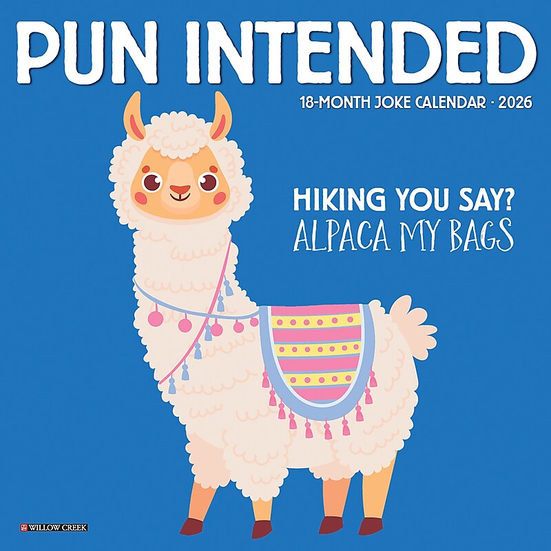 2026 Willow Creek Pun Intended 7" x 7" Monthly Wall Calendar (53720) image 1