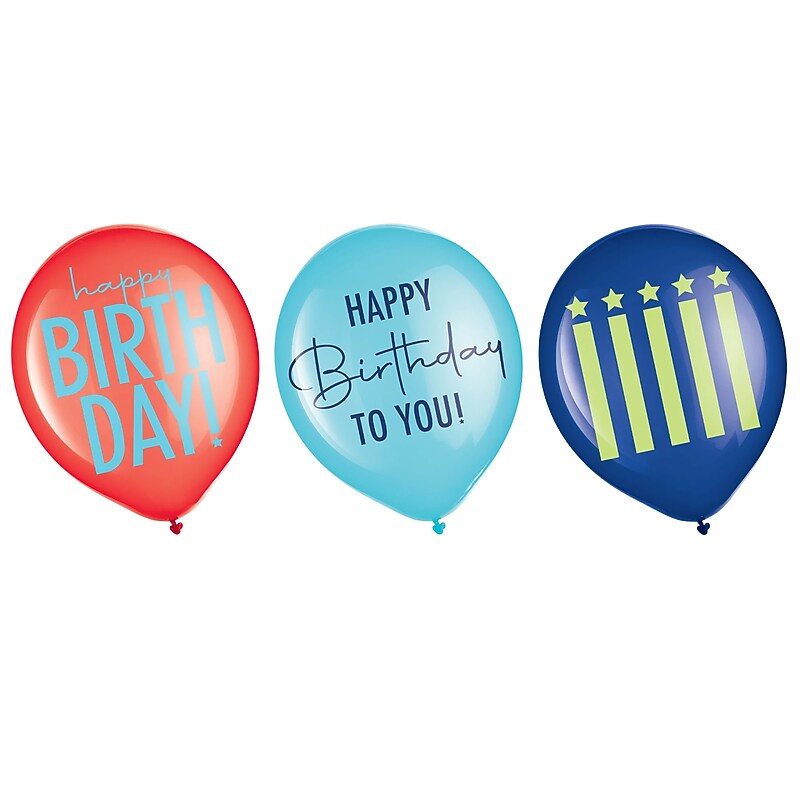 Party City 12" Modern Birthday Latex Balloons, 15/Pack (AM111402-PC) image 1