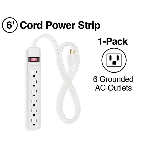 Staples 6ft. 6Outlet Power Strip, White (17651) Staples