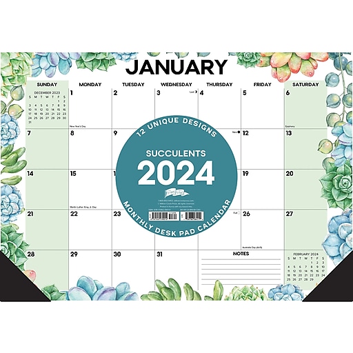 2024 Willow Creek Succulents 17" x 12" Monthly Desk Pad Calendar (39014