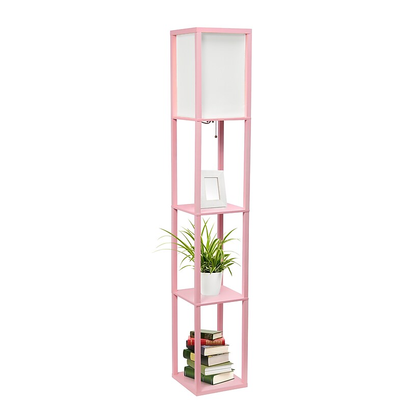 Simple Designs Etagere Organizer 62.5" Floor Lamp with Rectangular Shade, Light Pink (LF1014-LPK-CCLB) image 1