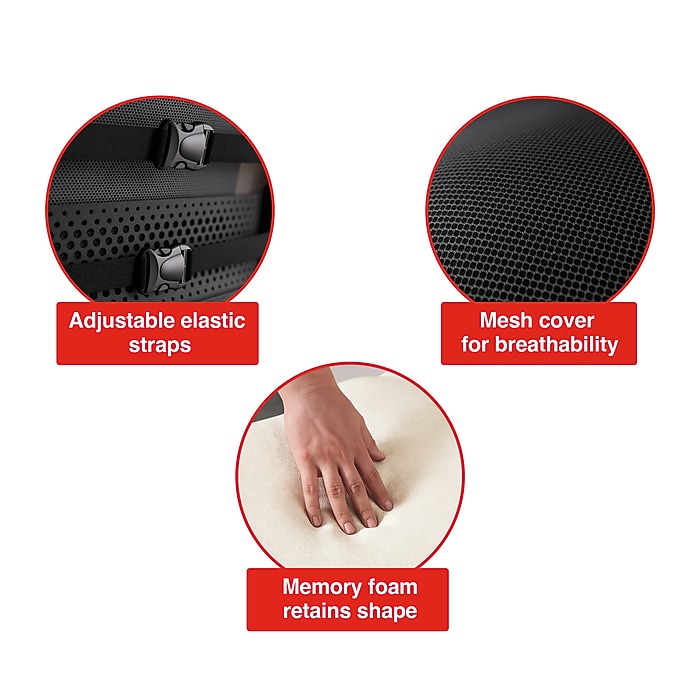 Staples Ergonomic Memory Foam Back Cushion, Black (ST63335) | Staples