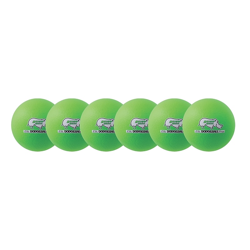 Champion Sports Rhino Skin 6" Foam Dodgeball Set, Neon Green, 6/Set (CHSRXD6NGSET) image 1