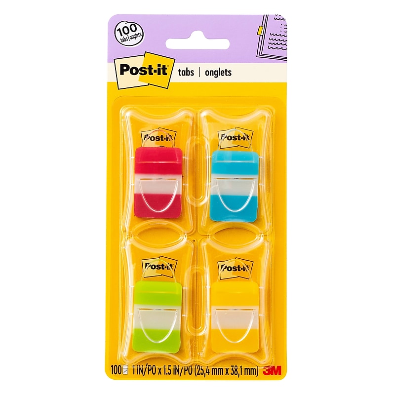 Post-it Tabs, 1" Wide, Assorted Colors, 100 Tabs/Pack (686-RALY) image 1
