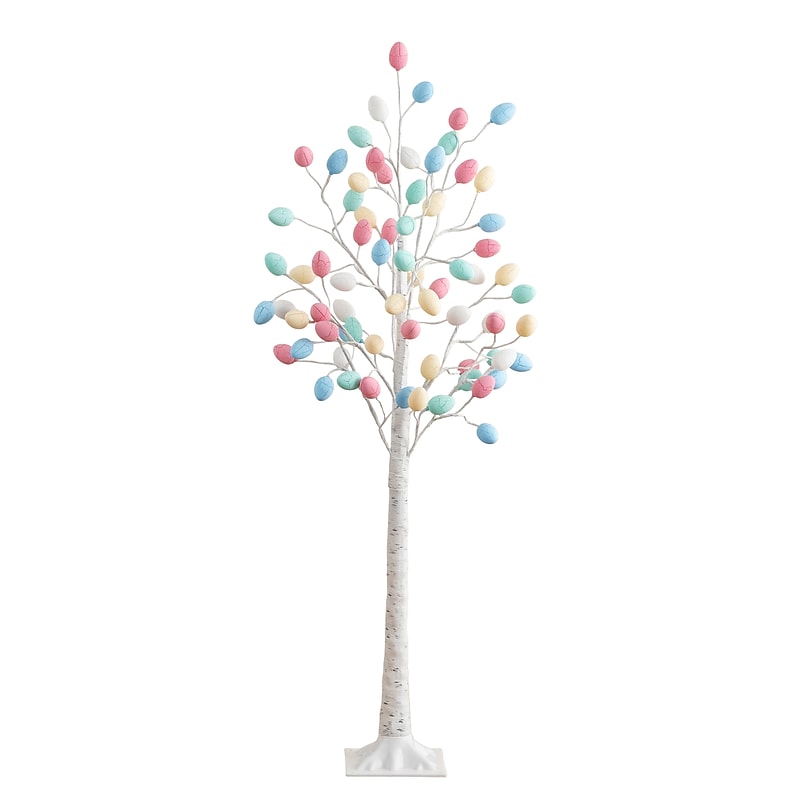 Nearly Natural 5-ft Pre-Lit Artificial Easter Twig Tree with 72 Egg Shaped LED Ornaments (T5457) image 1