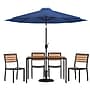 Flash Furniture Lark All-Weather Patio Table Set, Navy Umbrella, 7 Piece Set (X34834UB19BNV)~#|#~397E370B-0EDF-430A-8EC7CCB00A9CB58C_sc7