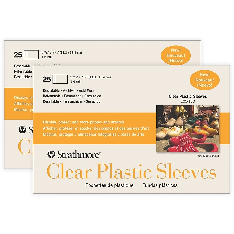 Strathmore Plastic Sleeves, Clear, 25/Pack, 2/Bundle (STTP1051001-2) image 1