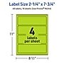 Avery Printable Rectangle Multipurpose Labels, 2.25" x 7.75", Bright Green, 40/Pack (94244)~#|#~39835169-09A7-43C7-9ABB8D8B78F451F1_sc7