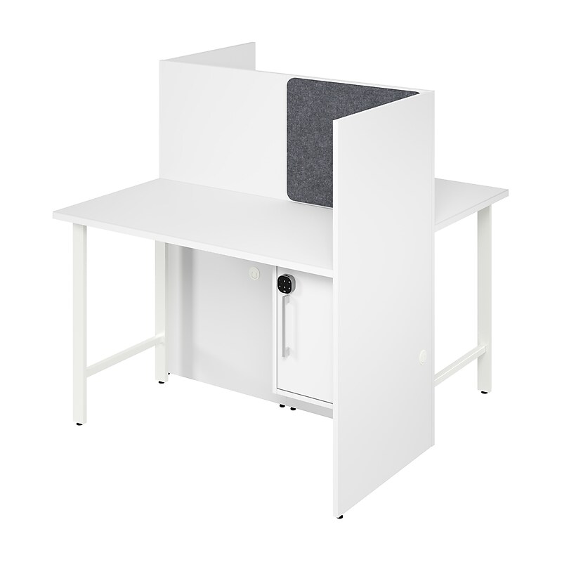 Bush Business Furniture Hustle 48"W 2 Person Back to Back Cubicle Panel Workstation, White (HUS031WH) image 1