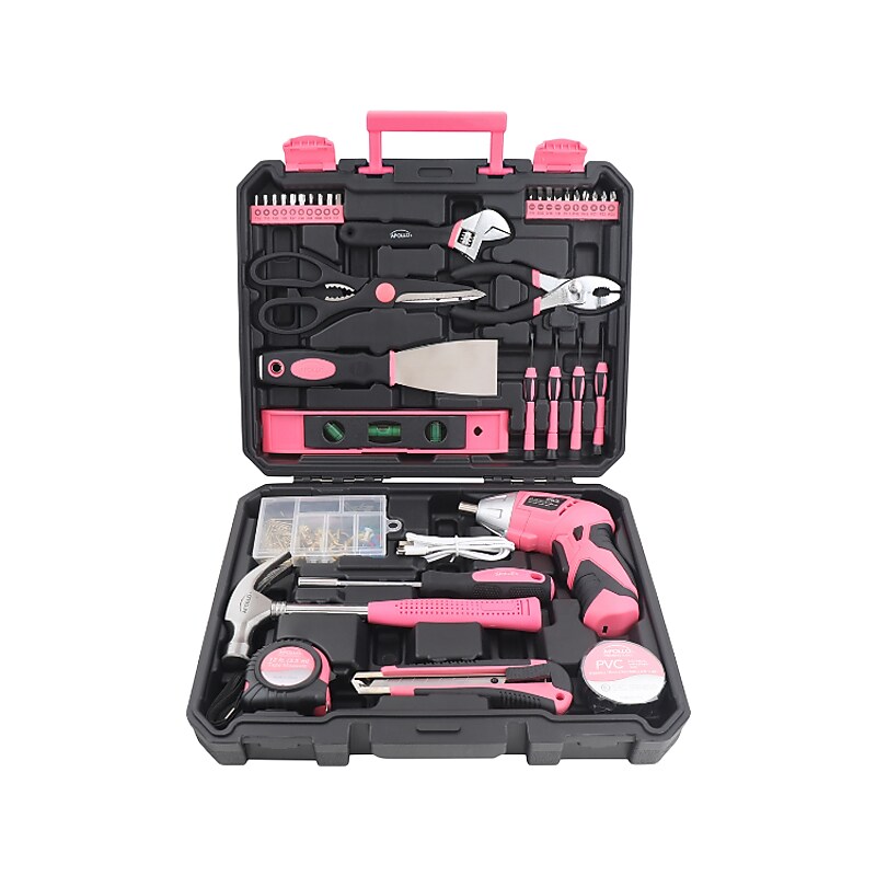 Apollo Tools Household Tool Set, 135-Piece, Pink/Black (DT0774P) image 1