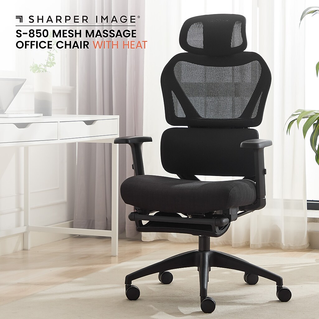 Front view of chair with brand Sharper Image