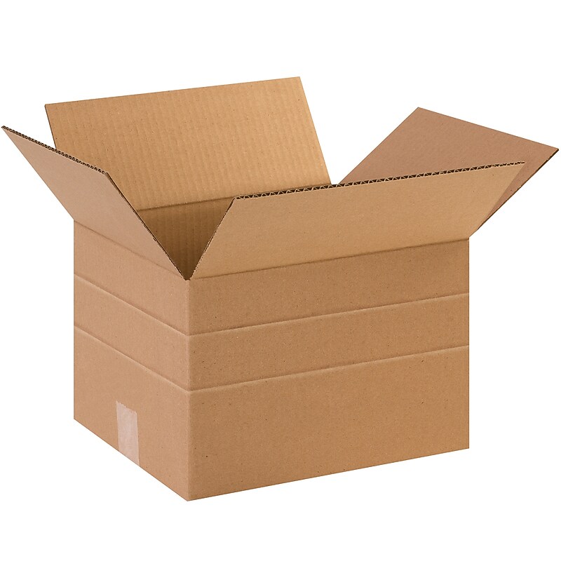 12" x 10" x 8" Multi-Depth Shipping Boxes, 25/Bundle (MD12108) image 1