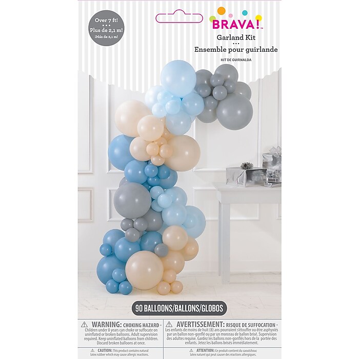 Party City Latex Balloon Garland Kit, Muted Cools, 90/Pack