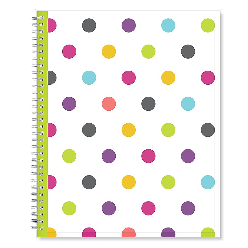 2025-2026 Blue Sky Teacher Dots 8.5" x 11" Academic Year Weekly & Monthly Planner, Plastic Cover, Multicolored (100330-A26) image 1