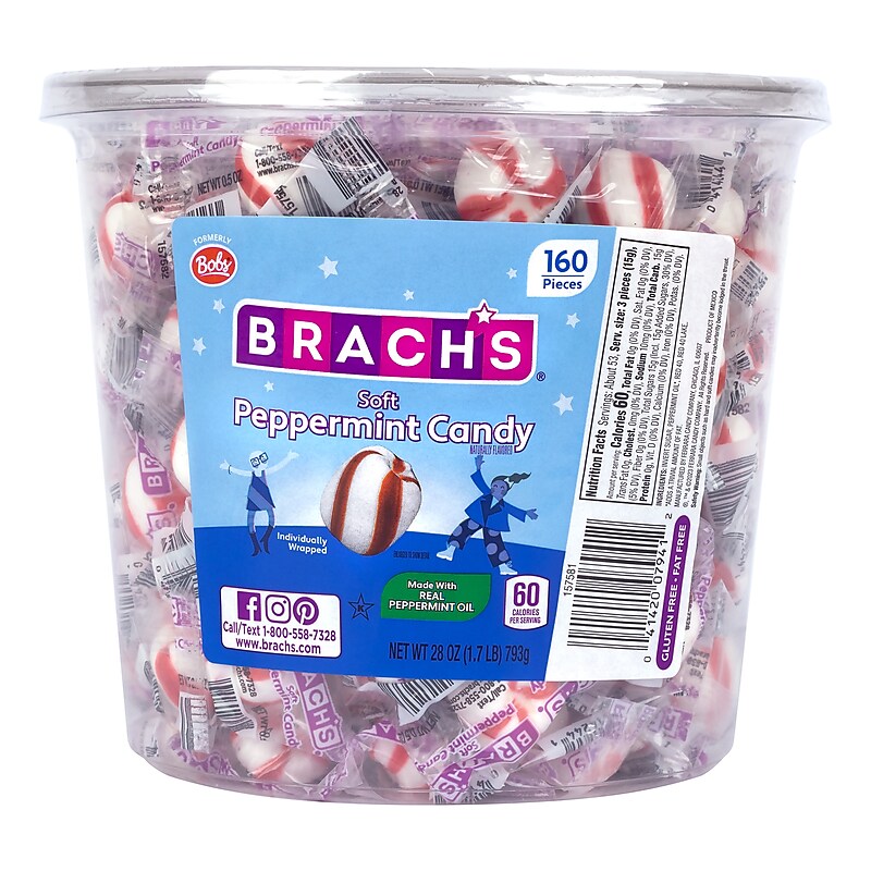 Brach's Peppermint Mints, 28 oz., 160 Pieces/Tub (209-02493) image 1