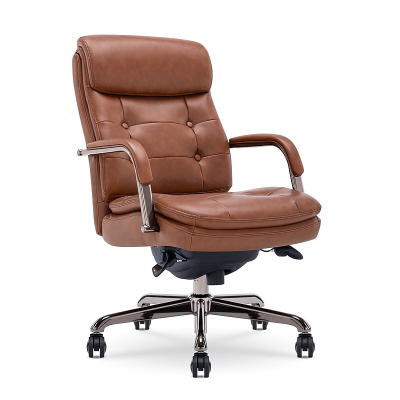 La-Z-Boy Sonata Ergonomic Bonded Leather Swivel Executive Chair, Cognac and Graphite (CCHR10014C) image 1