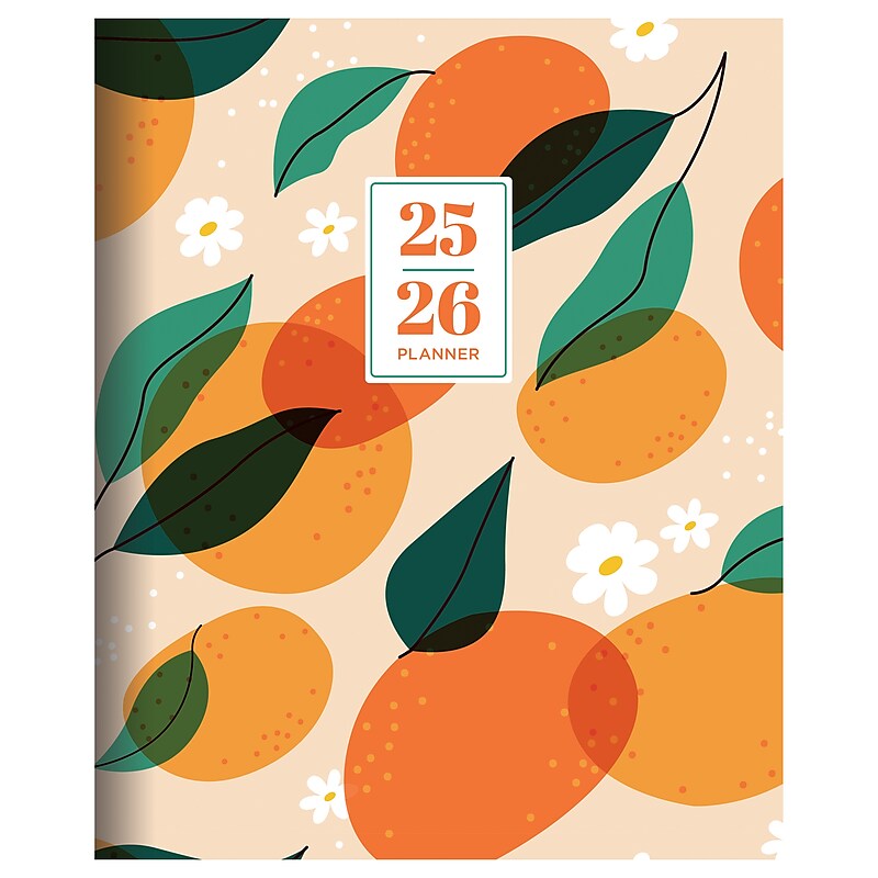 2025-2026 TF Publishing Oranges and Peaches 9" x 11" Academic Year Monthly Planner, Paperboard Cover, Multicolored (AY26-4508) image 1