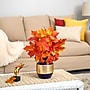 Nearly Natural 18" Autumn Maple Leaf Artificial Plant in Blue and Gold Planter (P1540-OG)~#|#~39D202B7-EF4C-42E7-87CA28D63BF7D284_sc7