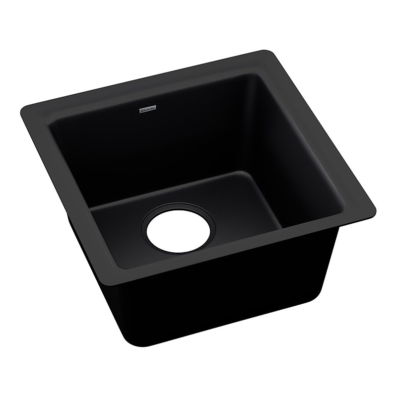 Elkay Quartz Luxe Single-Bowl Drop-In/Undermount Bar Sink, 15.75" x 15.75" x 7.69", Quartz, Caviar (ELX1616CA0) image 1