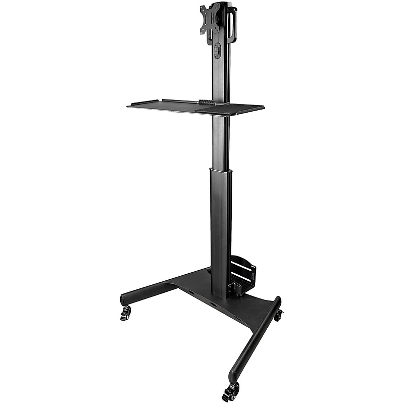 StarTech.com Adjustable Mobile Workstation Cart with Monitor Mount, 50.4" to 63", Black (WKSTNCART) image 1
