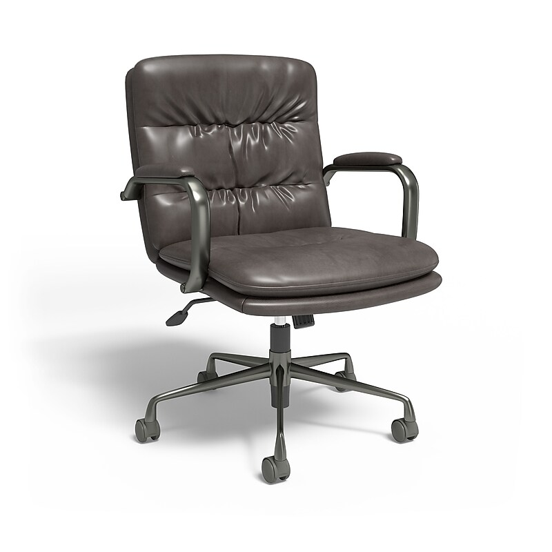 Staples® Ellsworth Leather Swivel Manager Chair, Gray (95115) image 1