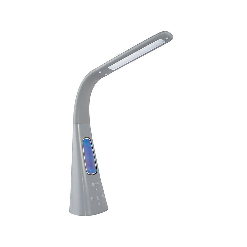 OttLite Cool Breeze LED Fan Desk Lamp, 26.5", Gray (F261G9-SHPR) image 1