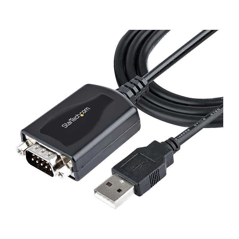 StarTech 3' USB-A to RS-232 Serial Adapter Cable, Male to Male, Black, Prolific Chip, COM Retention (1P3FPC-USB-SERIAL) image 1