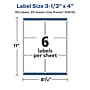 Avery Laser/Inkjet Waterproof Multipurpose Rectangle Labels, 3.33" x 4", White, 150 Labels/Pack (94215)~#|#~39DE8B85-E2AF-4018-BF8D918AC1D0F72B_sc7