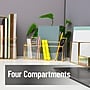 Mind Reader 4-Compartment Glass Desktop Organizer, Gold (3GORG-GLD)~#|#~39E036A2-1789-4555-B8126B40AD7B1B61_sc7