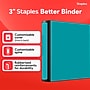 Staples 2" 3-Ring Better Binder, D-Ring, Teal (ST55875-CC)~#|#~39E85277-A34B-4E0F-BB4B39BBD44C1732_sc7