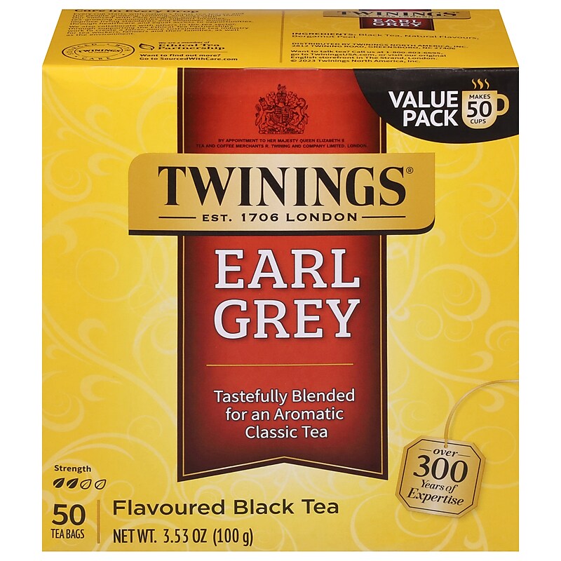 Twinings Earl Grey Black Tea Bags, 3.53 oz., 50/Box (TNA82221) image 1