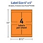 Avery Laser/Inkjet Multipurpose Square Labels, 4" x 4", Bright Orange, 40/Pack (94100)~#|#~39F43F42-8C0F-404F-A4352731C40A9930_sc7