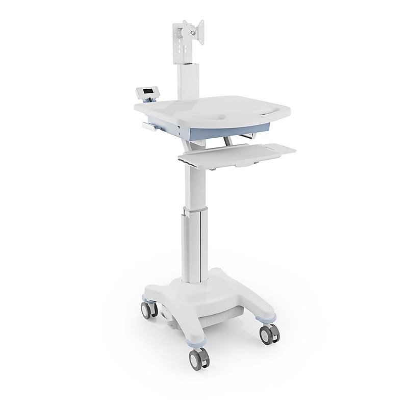 Luxor VitalPower Standard Mobile Medical Workstation with Full-Swivel Wheels, White (MCWS003) image 1