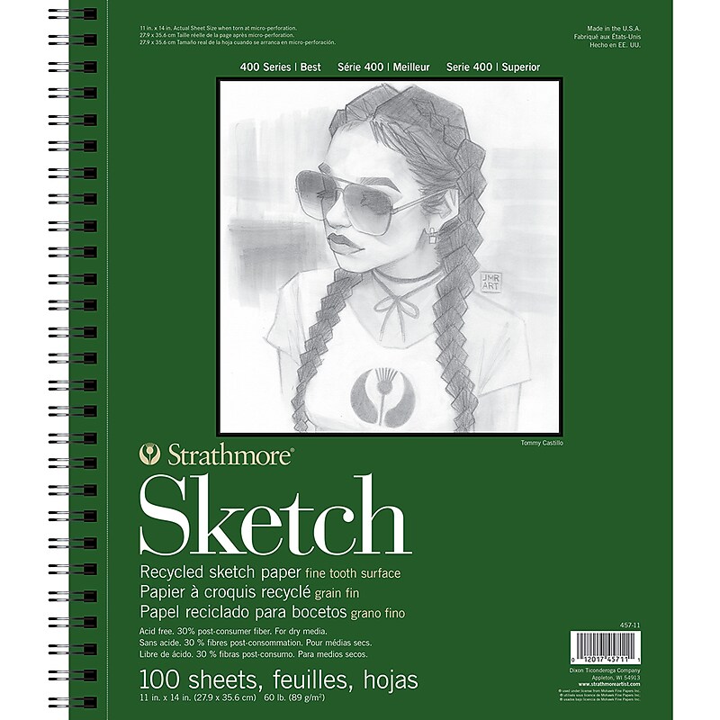 Strathmore 400 Series 11" x 14" Wire Bound Sketch Pad, 100 Sheets/Pad (STTP4571103) image 1