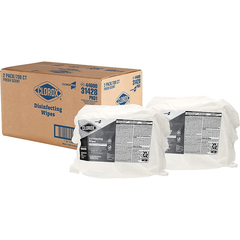 CloroxPro Disinfecting Wipes, Fresh Scent, 700 Wipes/Container, 2/Carton (31428) image 1