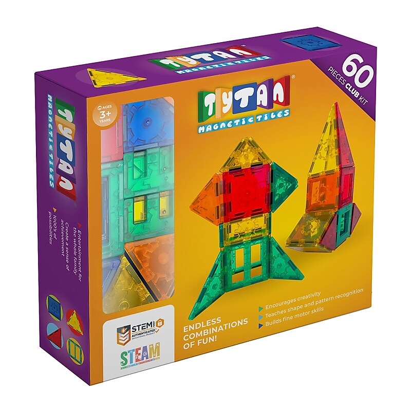 Tytan Toys Magnetic Tiles & Building Blocks, 60 Pieces (ACTYT022) image 1