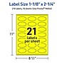 Avery Oval Laser/Inkjet Multipurpose Labels, 1-1/8" x 2-1/4", Neon Yellow (210/Pack)~#|#~3A0B8ACB-C63F-4E23-8FB1C8B34CA58EF1_sc7