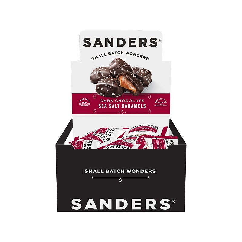 Sanders Small Batch Wonders Snack-Size Sea Salt Dark Chocolate Caramels, 24 oz., 48 Pieces/Box (27162) image 1