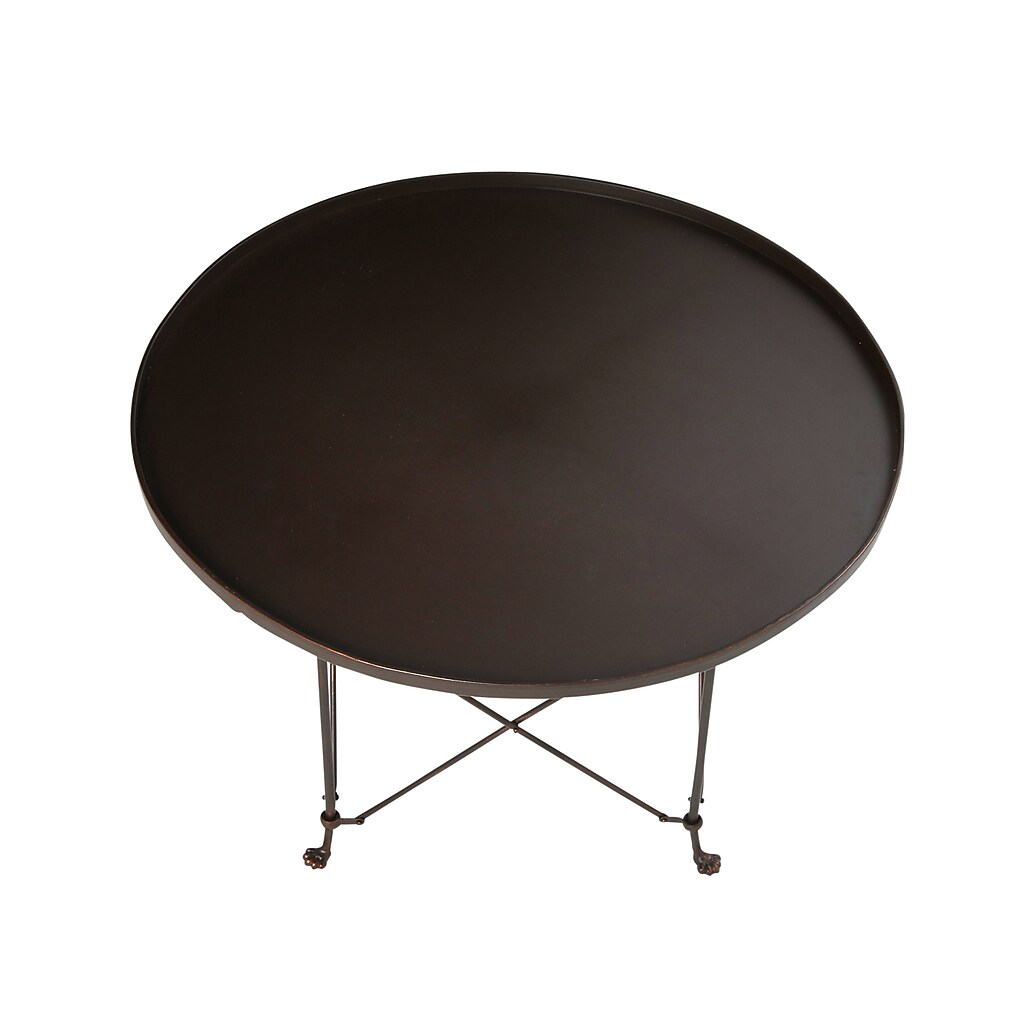 Top-down view of round coffee table