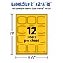 Avery Laser/Inkjet Arched Square Multipurpose Labels, 2" x 2-3/16", Bright Yellow, 960/Box (94124)~#|#~3A1E41F1-1880-437E-8CD8E1E040C69D95_sc7