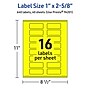 Avery Rectangle Multipurpose Labels, 1" x 2-5/8", Neon Yellow, 640/Pack (94201)~#|#~3A1F7CC7-09F2-4CF8-8D261D58C6B82F2C_sc7