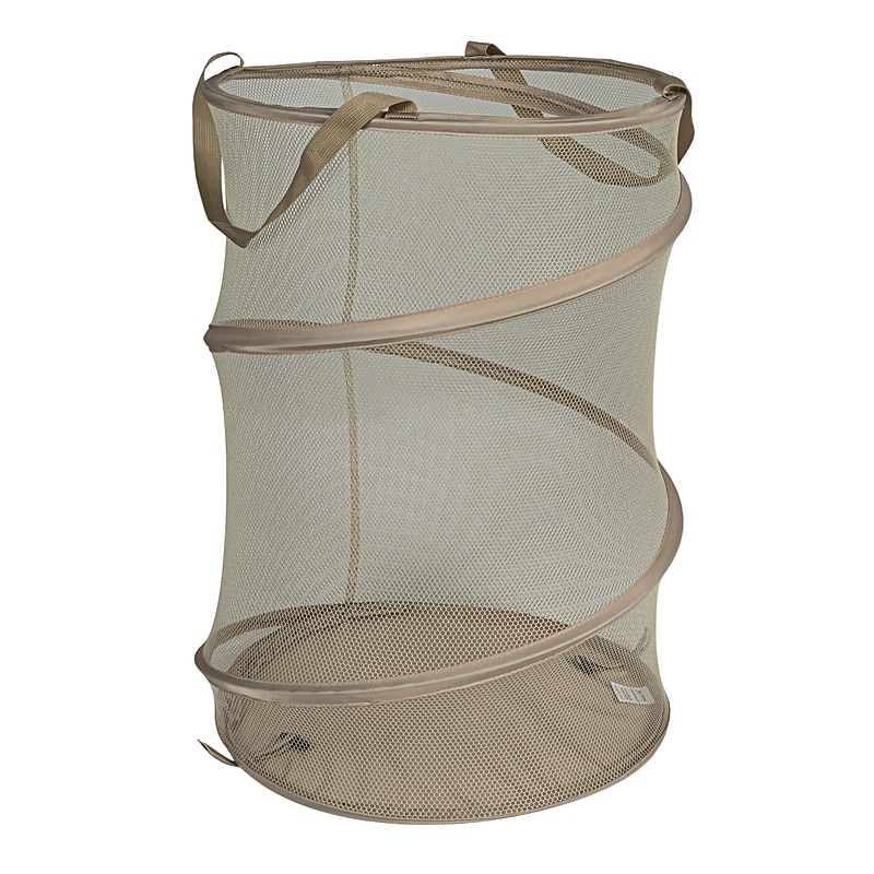 Household Essentials Collapsible Hamper, Mesh, Taupe (HE1158) image 1