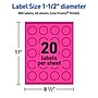 Avery Laser/Inkjet Round Multipurpose Labels, 1.5" Dia., Neon Magenta, 800/Pack (94506)~#|#~3A2400BC-5C26-4990-A0AA5FB2F8DD9CAC_sc7