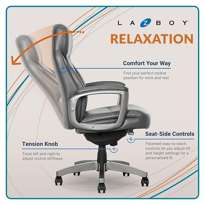 La-Z-Boy Aberdeen Leather Computer and Desk Chair, Black (51545)
