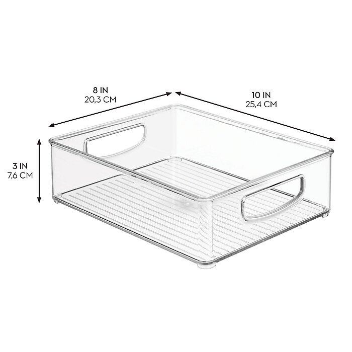 iDESIGN Small Stackable Plastic Storage Bin, Clear (63698) | Staples
