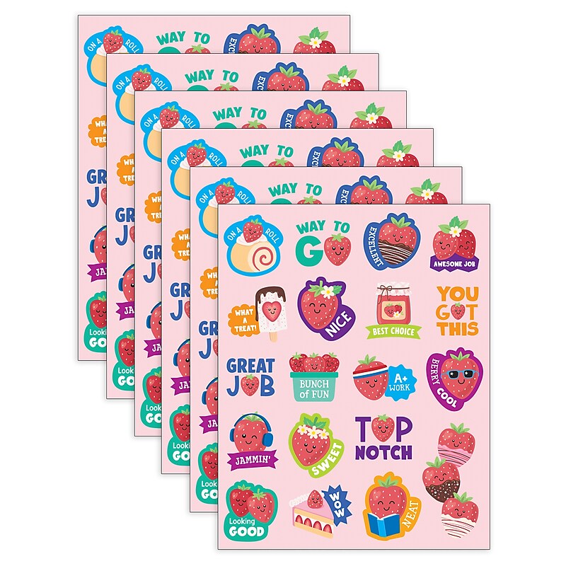 Teacher Created Resources Strawberry Smelly Stickers, Multicolored, 114/Pack, 6/Packs/Bundle (TCR9442-6) image 1