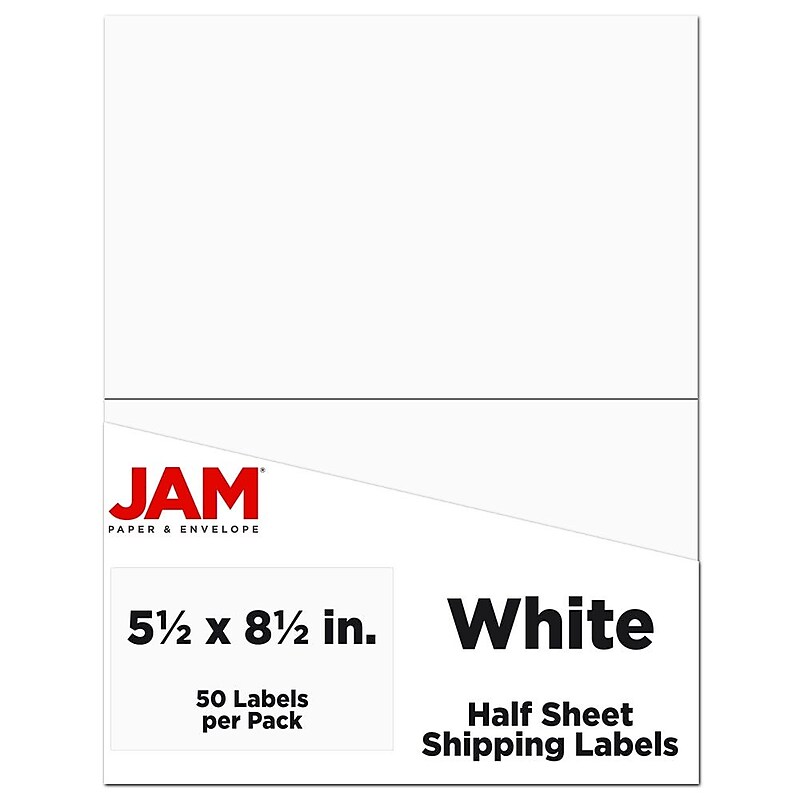 JAM Paper Laser/Inkjet Shipping Labels, 5 1/2" x 8 1/2", White, 2 Labels/Sheet, 25 Sheets/Pack (359430339) image 1