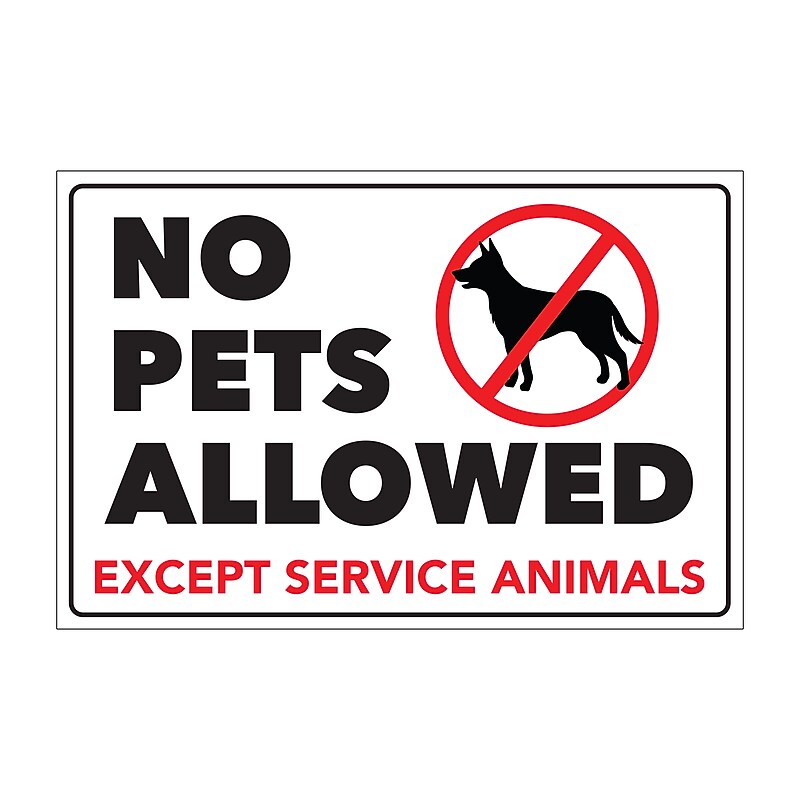 Cosco No Pets Allowed Except Service Animals Indoor/Outdoor Sign Decal, 4" x 6", Clear (098634) image 1