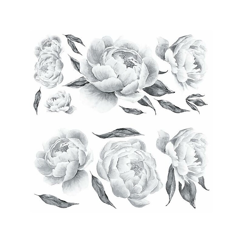RoomMates Black Peonies Contemporary Wall Decal Set, Botanical (RMK4413GM) image 1