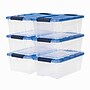 Iris Stack & Pull 12 Qt. Snap Lid Storage Boxes, Clear/Navy, 6/Carton (100306-CT)~#|#~3A4897E0-D0D5-4A6B-A13973654A5841EB_sc7